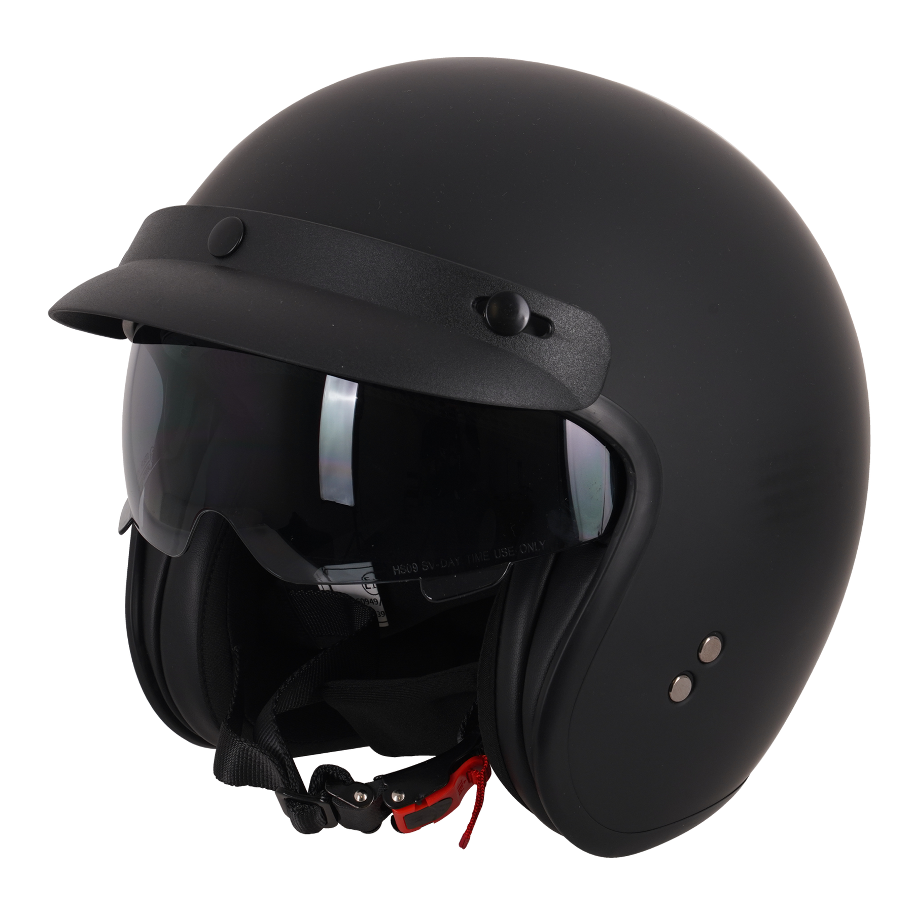 Stealth Open Face Helmet With Peak - Matt Black (Small - XXL)