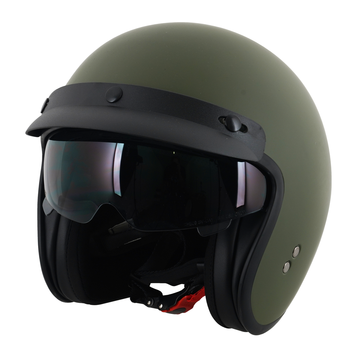 Stealth Open Face Helmet With Peak - Matt Green (Small - XXL)