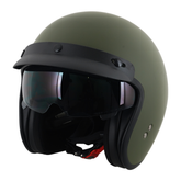 Stealth Open Face Helmet With Peak - Matt Green (Small - XXL)