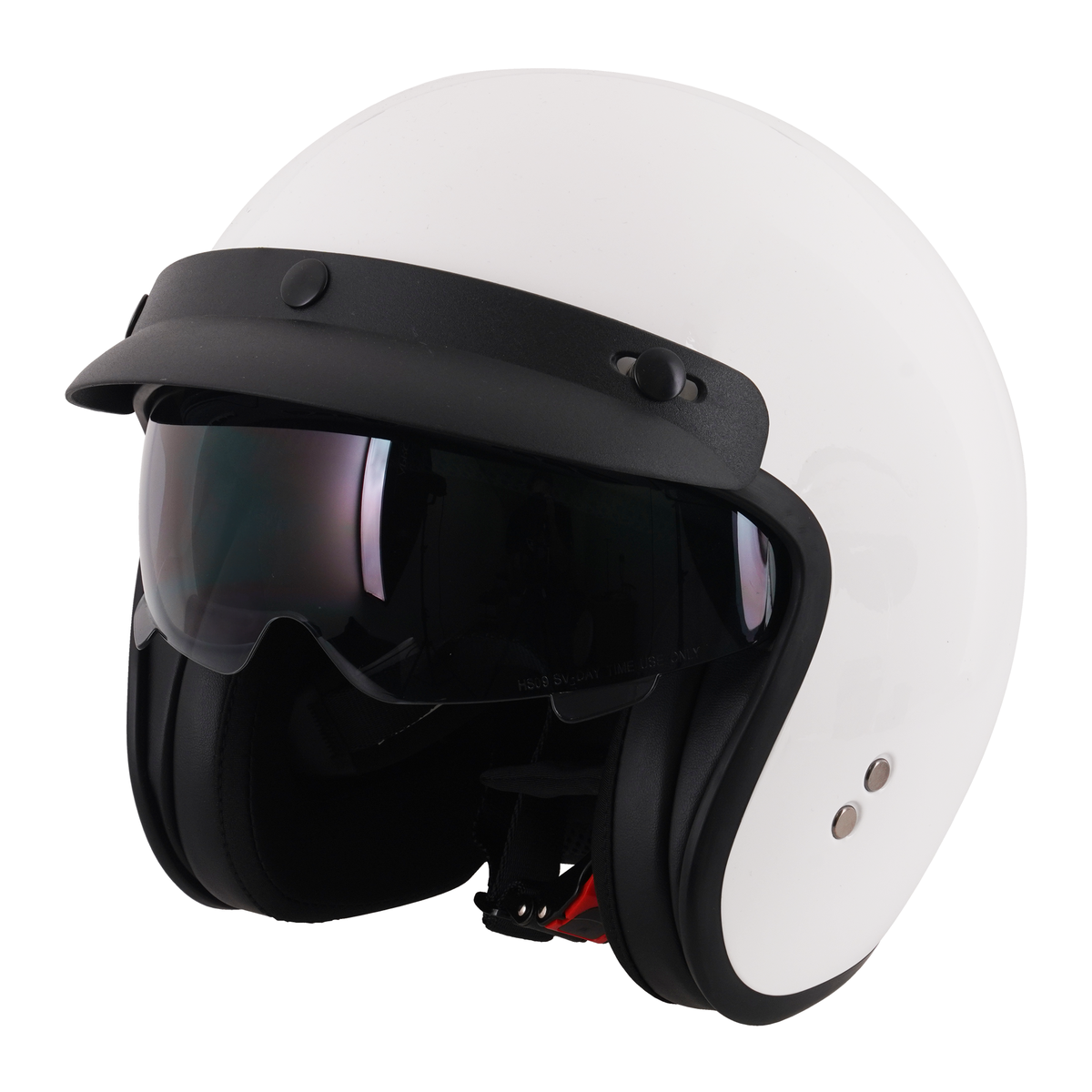 Stealth Open Face Helmet With Peak - Gloss White (Small - XXL)