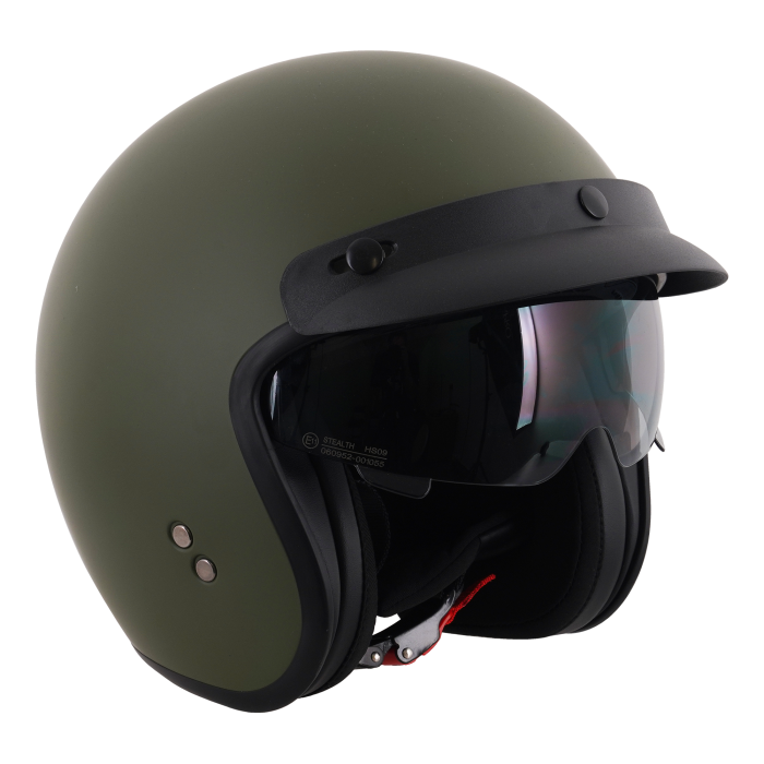 Stealth Open Face Helmet With Peak - Matt Green (Small - XXL)