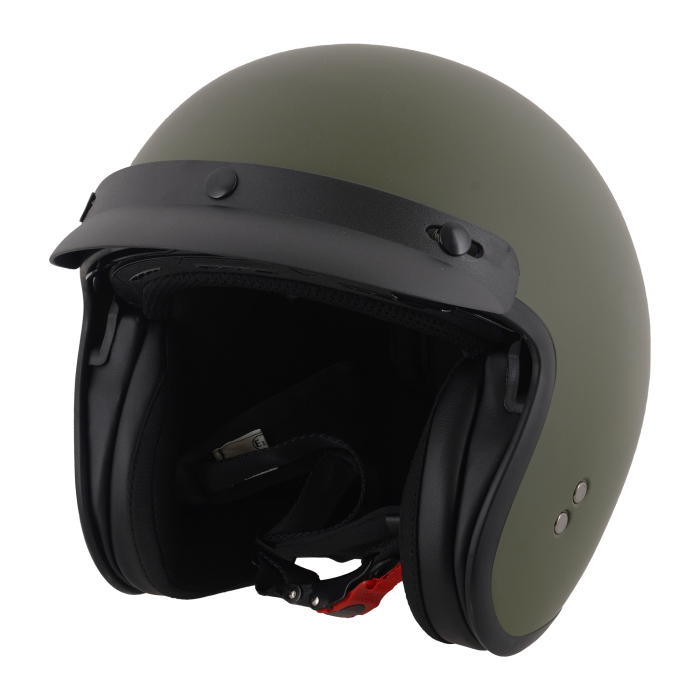 Stealth Open Face Helmet With Peak - Matt Green (Small - XXL)