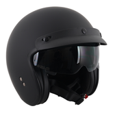 Stealth Open Face Helmet With Peak - Matt Black (Small - XXL)