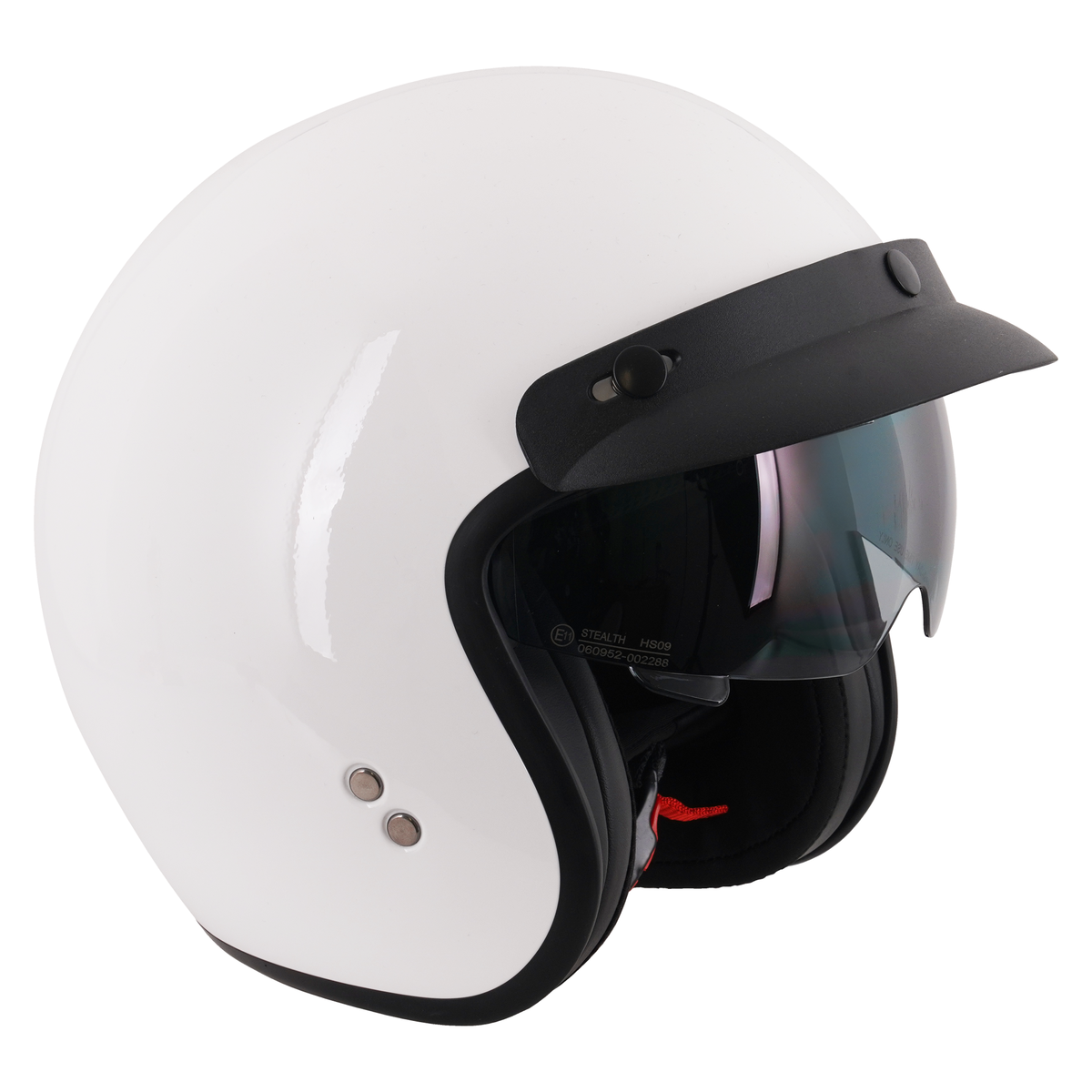 Stealth Open Face Helmet With Peak - Gloss White (Small - XXL)