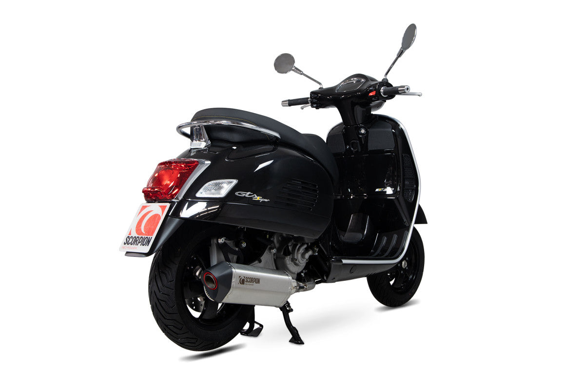 Vespa GTS 300 HPE (Euro 4) (2019-2020) SCORPION Exhaust Serket Slip On – Brushed Stainless Steel