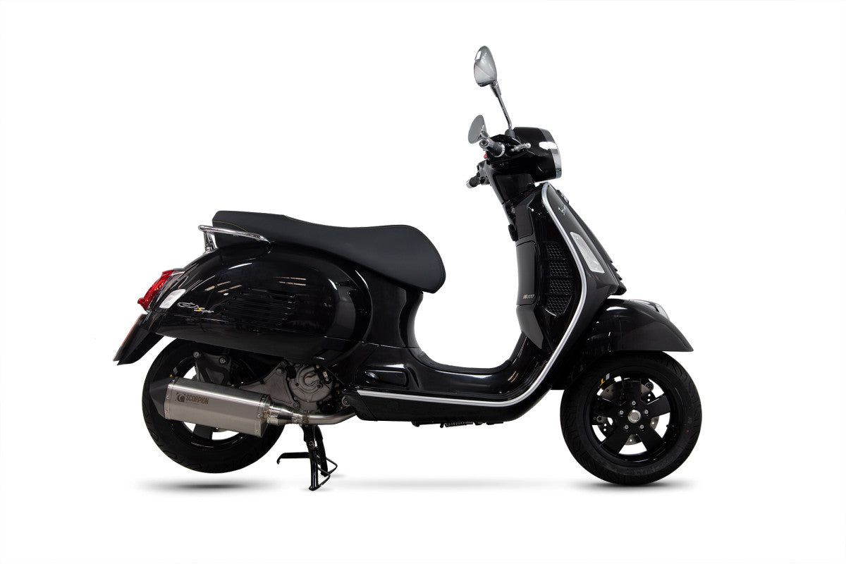 Vespa GTS 300 HPE (Euro 4) (2019-2020) SCORPION Exhaust Serket Slip On – Brushed Stainless Steel