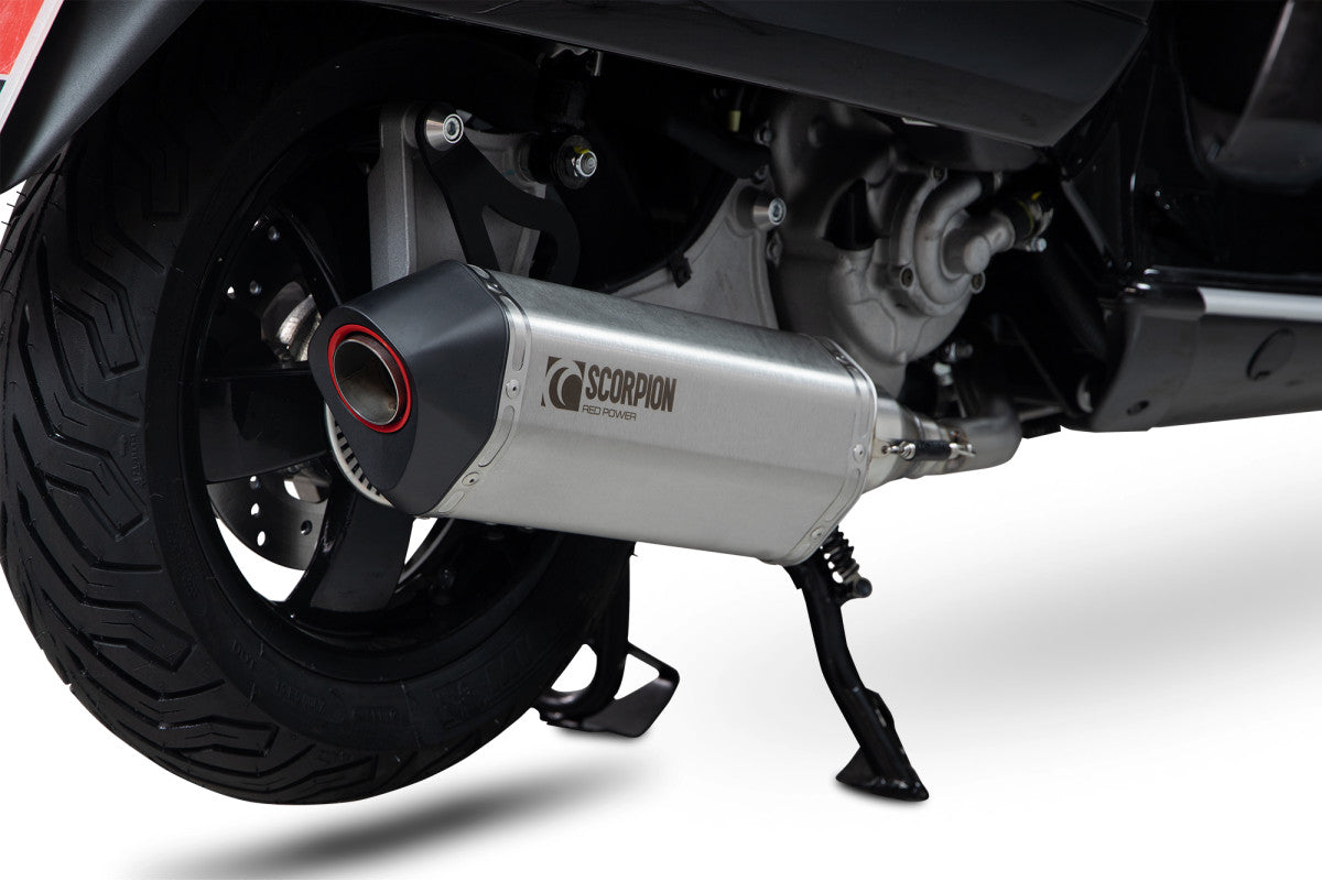 Vespa GTS 300 HPE (Euro 4) (2019-2020) SCORPION Exhaust Serket Slip On – Brushed Stainless Steel