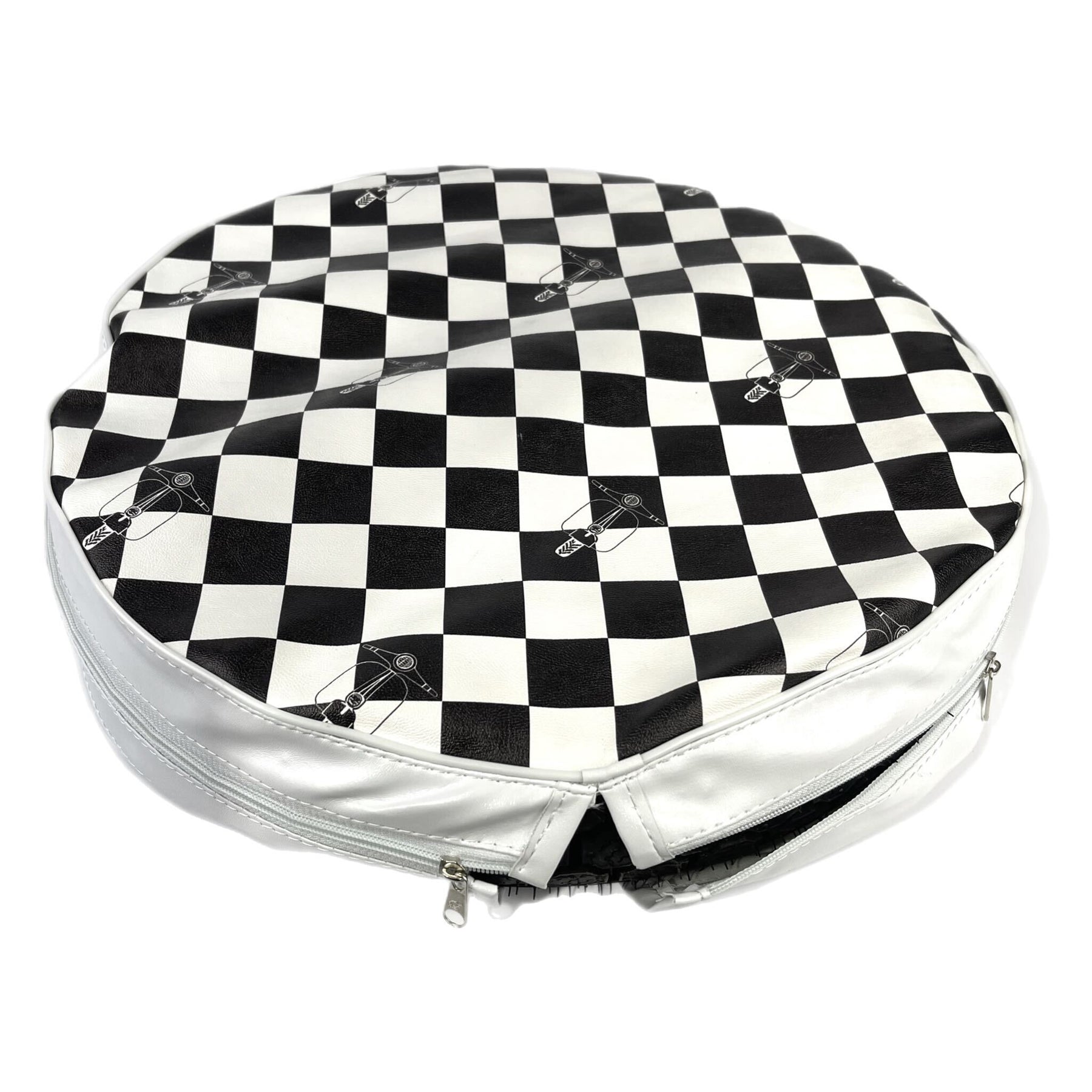 Vespa Lambretta Scooter Spare Wheel Cover 10" - Black & White Chequered