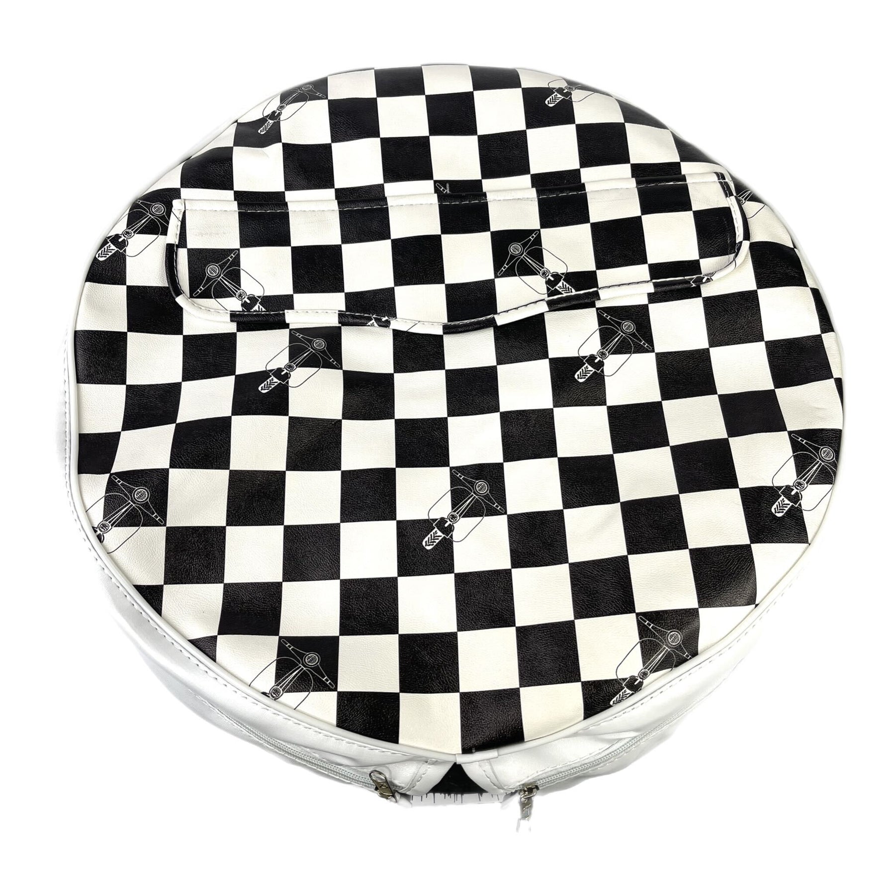 Vespa Lambretta Scooter Spare Wheel Cover With Pouch 10" - Black & White Chequered