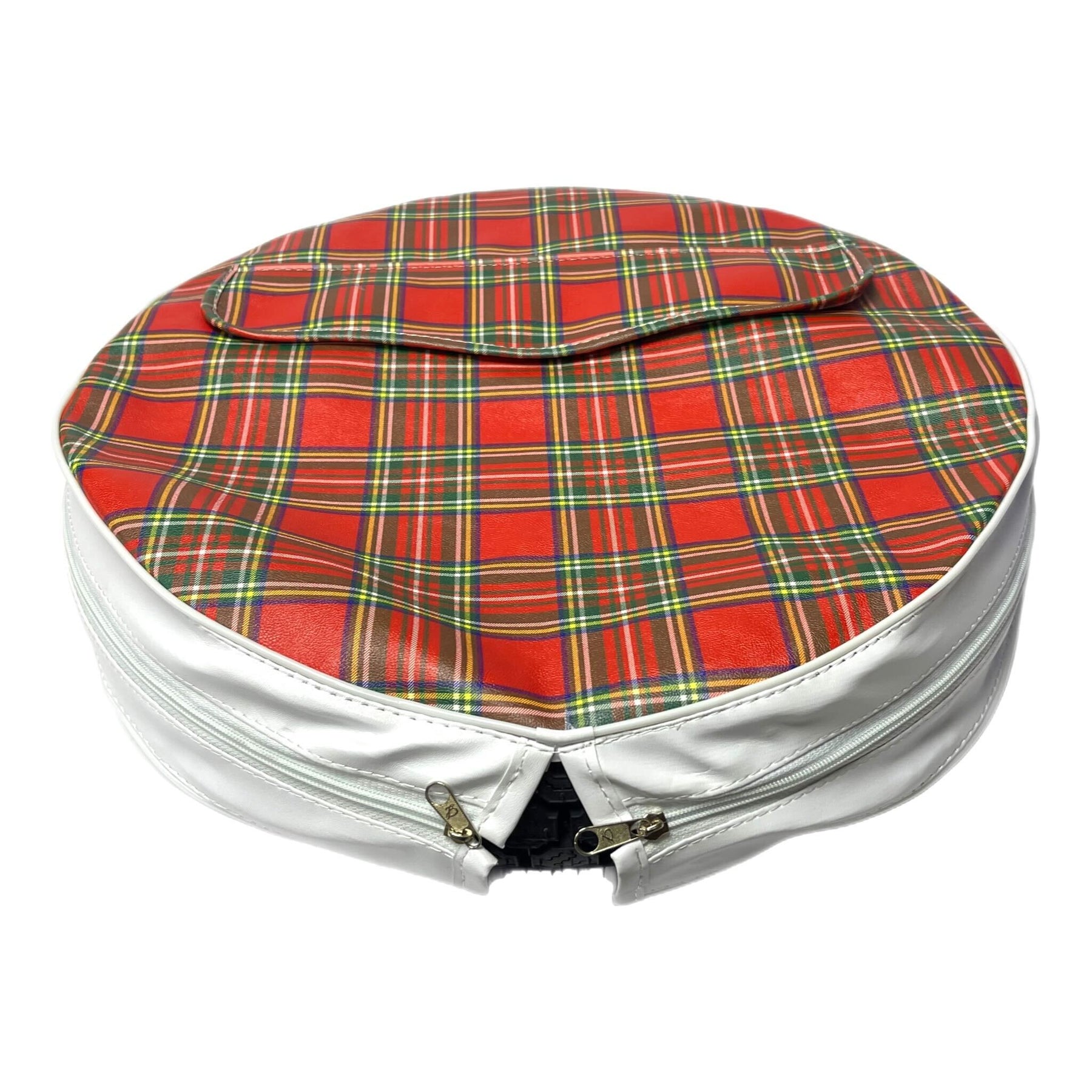 Vespa Lambretta Scooter Spare Wheel Cover With Pouch 10" - Red Tartan