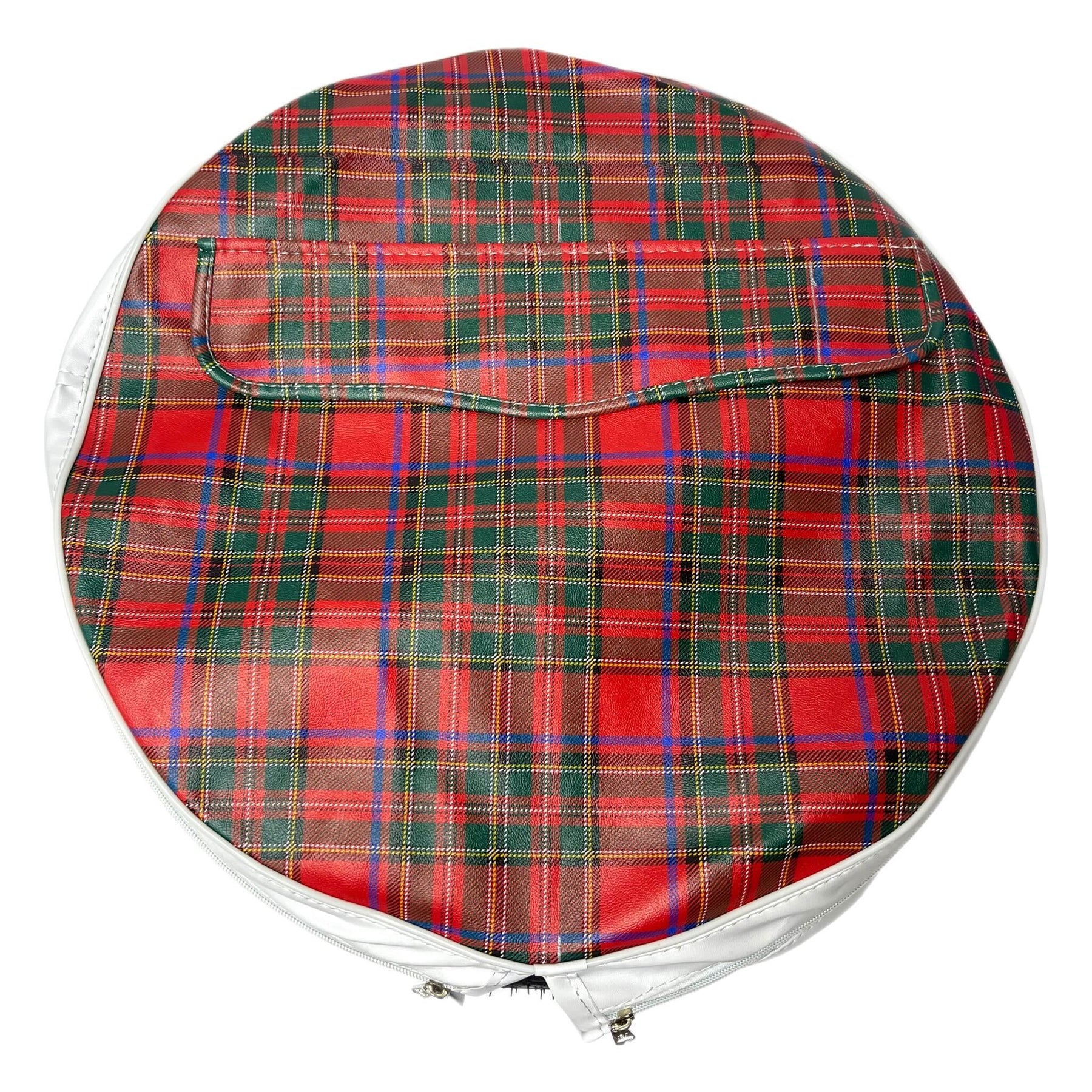 Vespa Lambretta Scooter Spare Wheel Cover With Pouch 10" - Red & Green Tartan