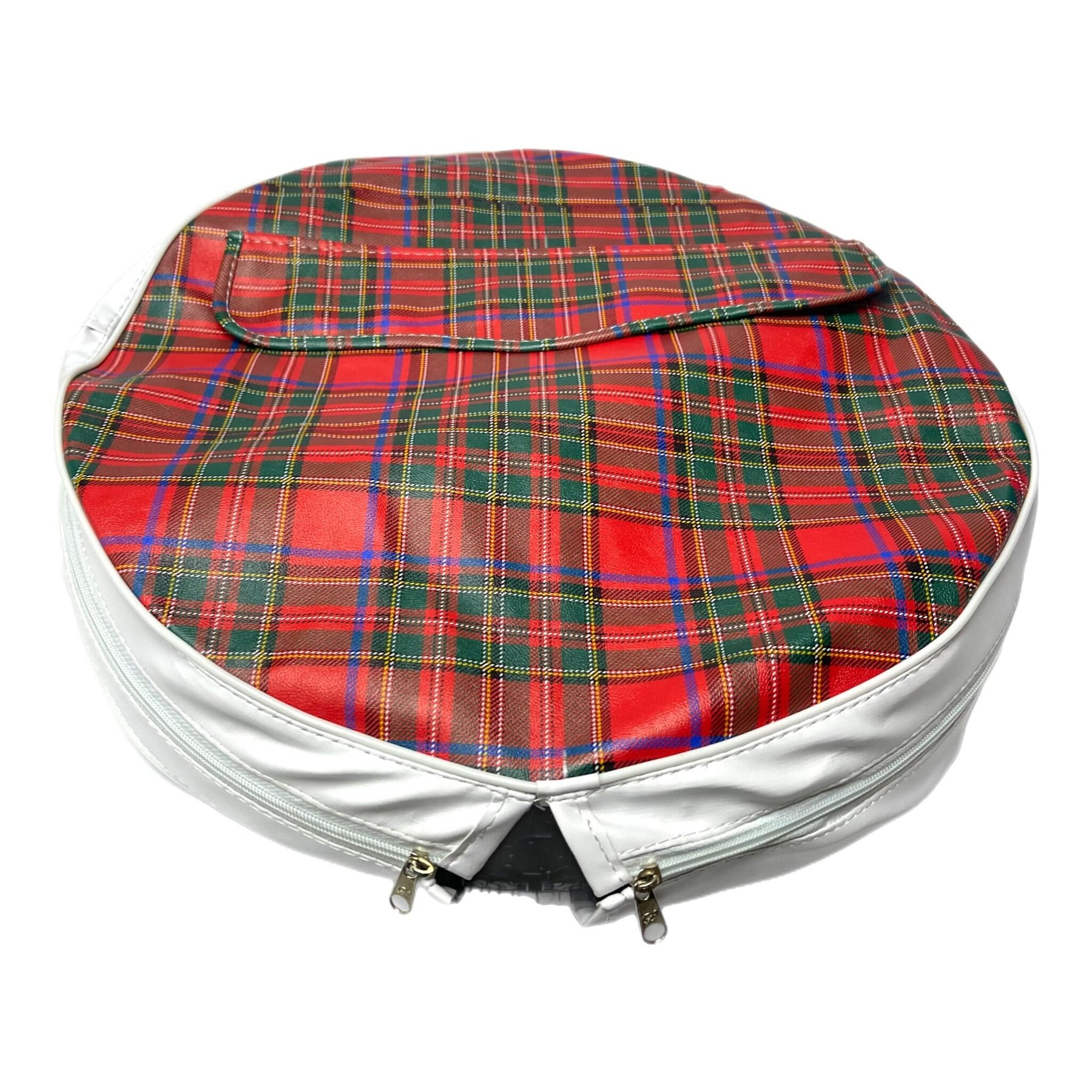 Vespa Lambretta Scooter Spare Wheel Cover With Pouch 10" - Red & Green Tartan