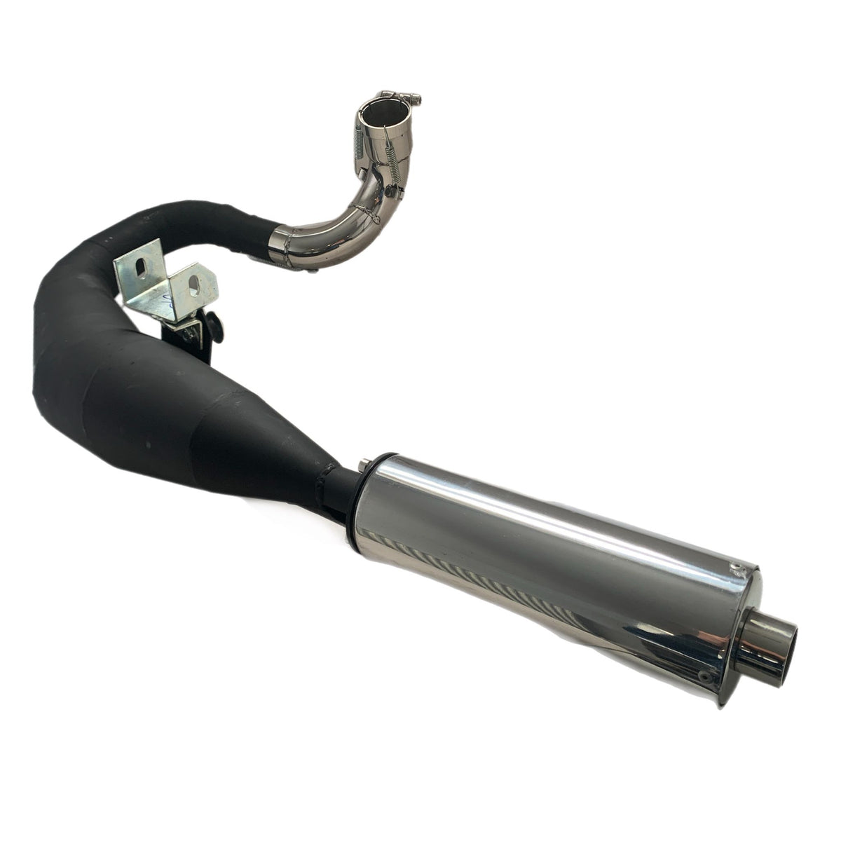 Vespa PX200 P200E Sterling Expansion Performance Exhaust Black with Stainless End Pipe - Left Hand