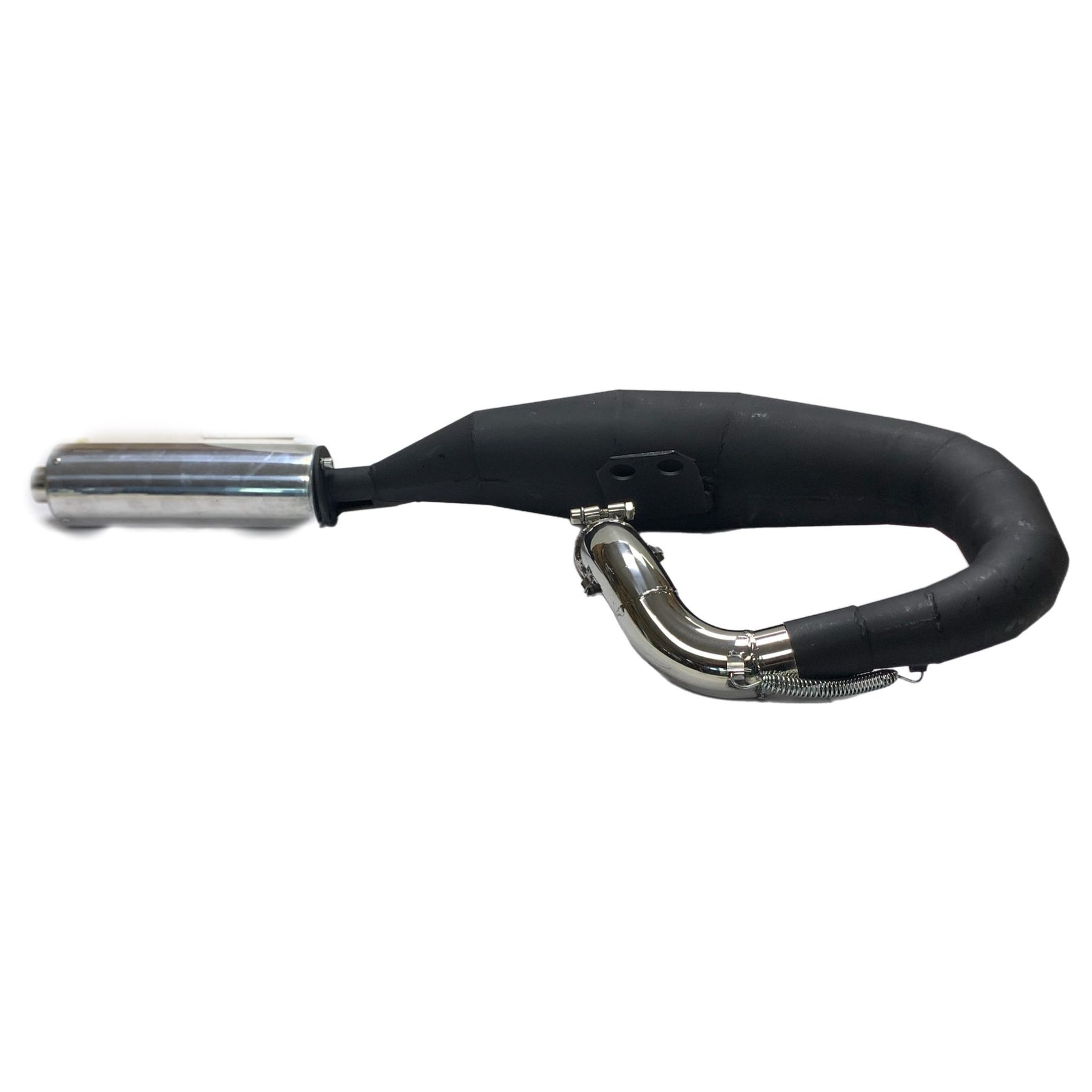Vespa PX200 P200E Sterling Expansion Performance Exhaust Black with Stainless End Pipe - Left Hand