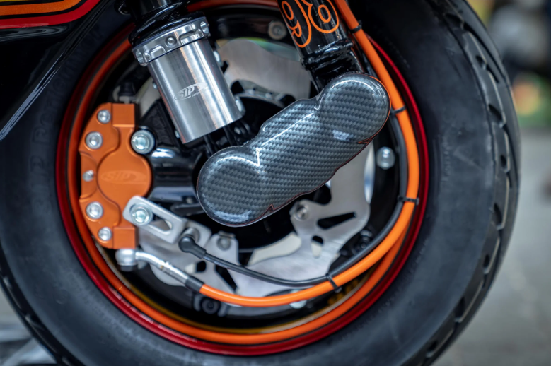Vespa PX Disc MY T5 Classic LML Grimeca SIP Front Hydraulic Brake Caliper - Matt Orange Anodised