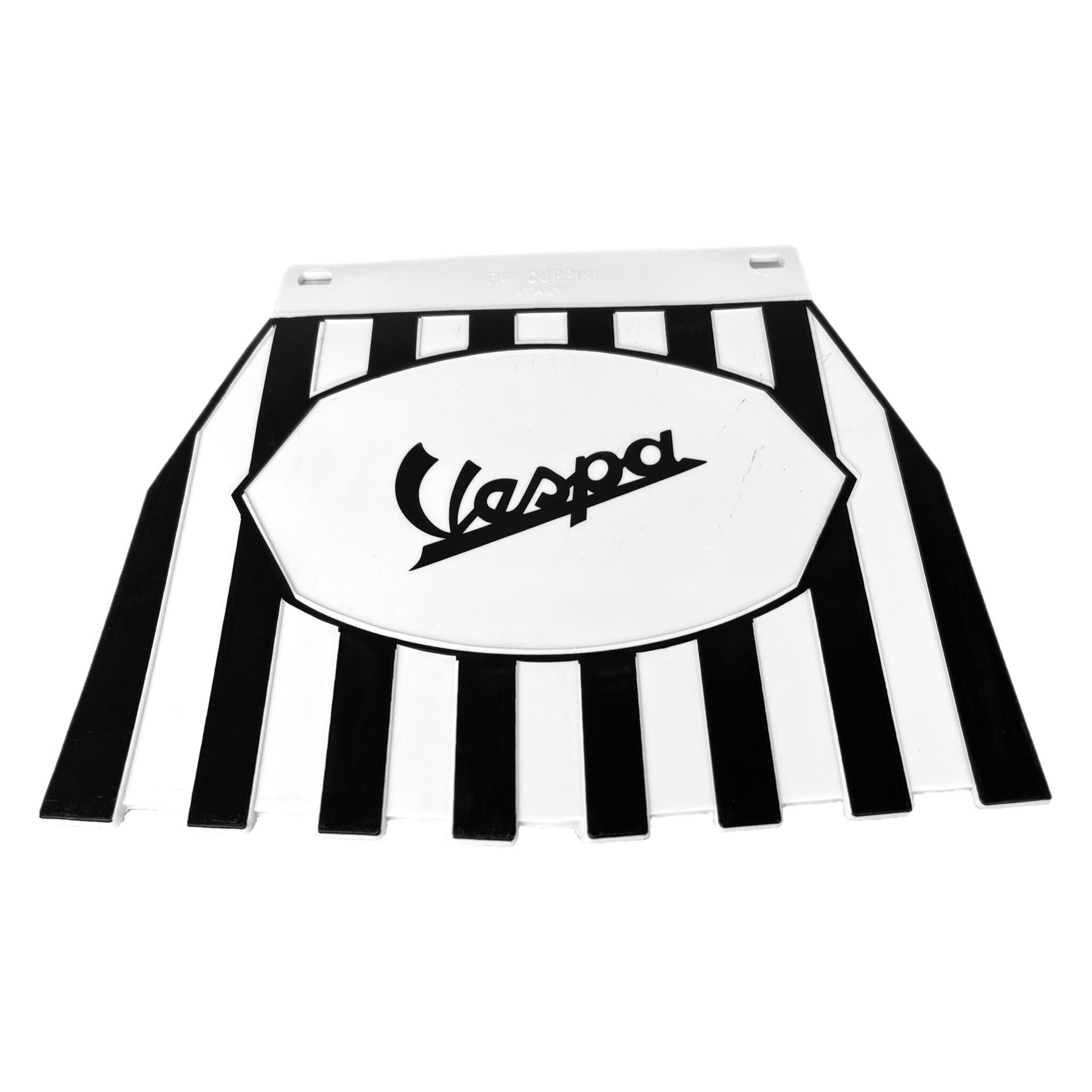 Vespa PX LML T5 Rally Europa Striped Mudflap With Vespa Logo Black & White