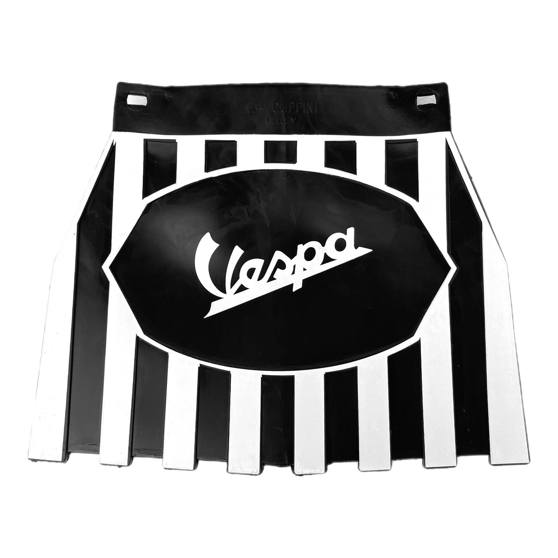 Vespa PX LML T5 Rally Europa Striped Mudflap With Vespa Logo White & Black