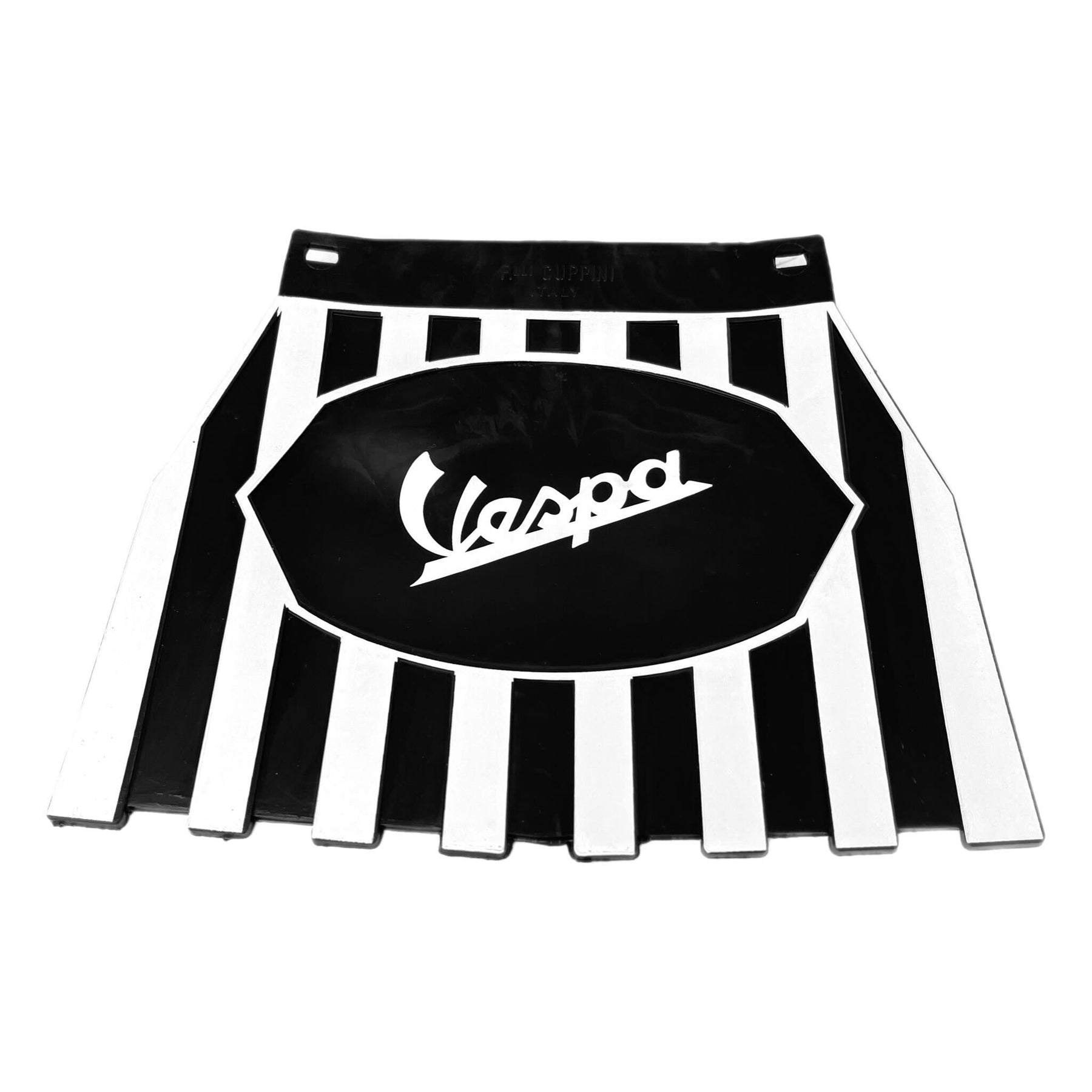 Vespa PX LML T5 Rally Europa Striped Mudflap With Vespa Logo White & Black