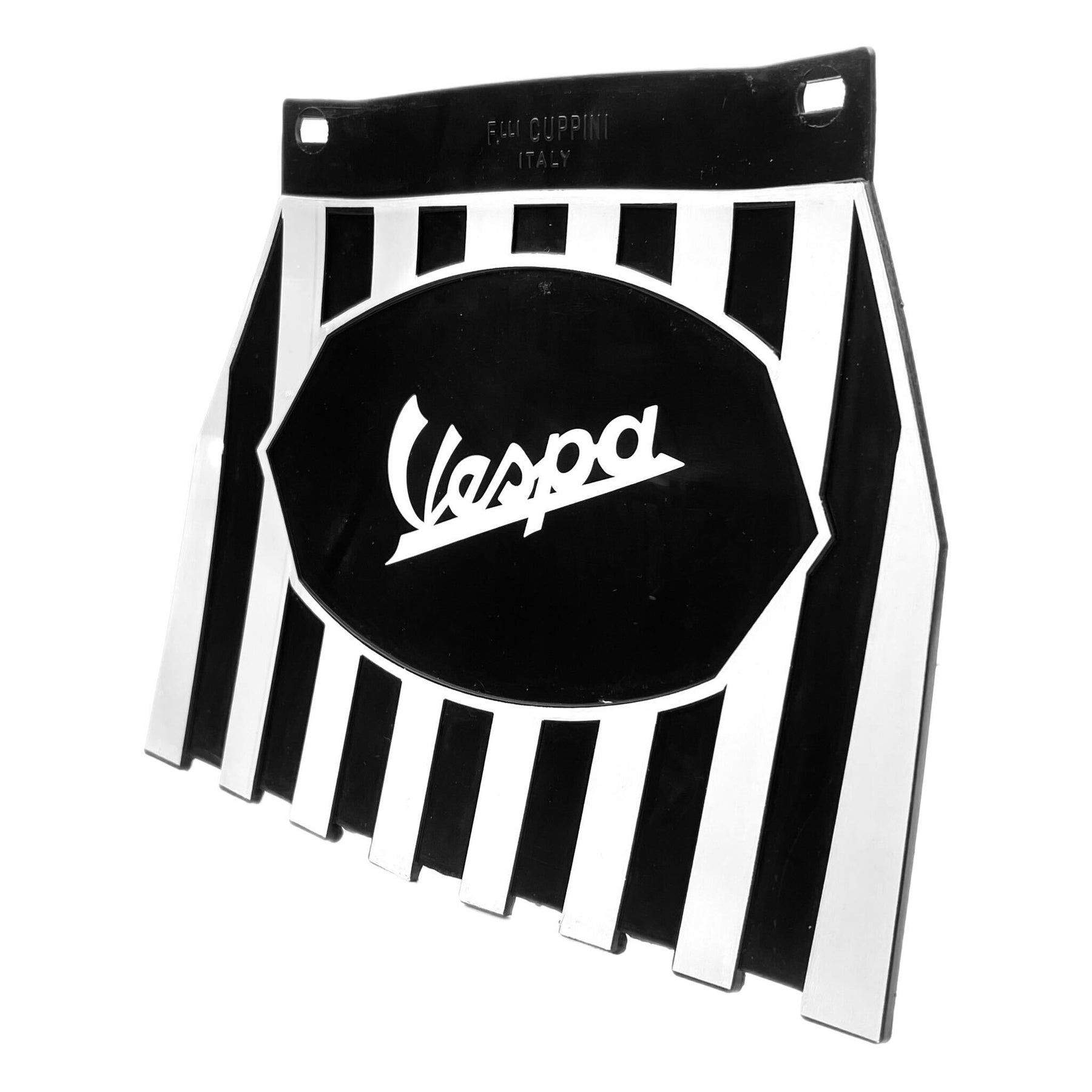 Vespa PX LML T5 Rally Europa Striped Mudflap With Vespa Logo White & Black