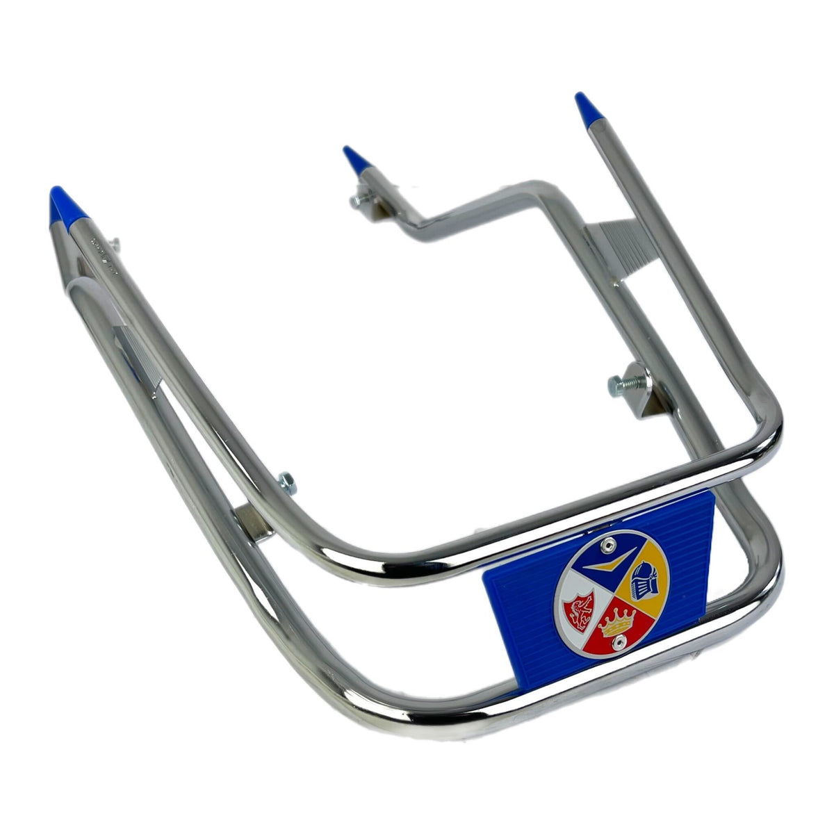 Vespa PX PE T5 Chrome Front Bumper Bar - Blue Trim