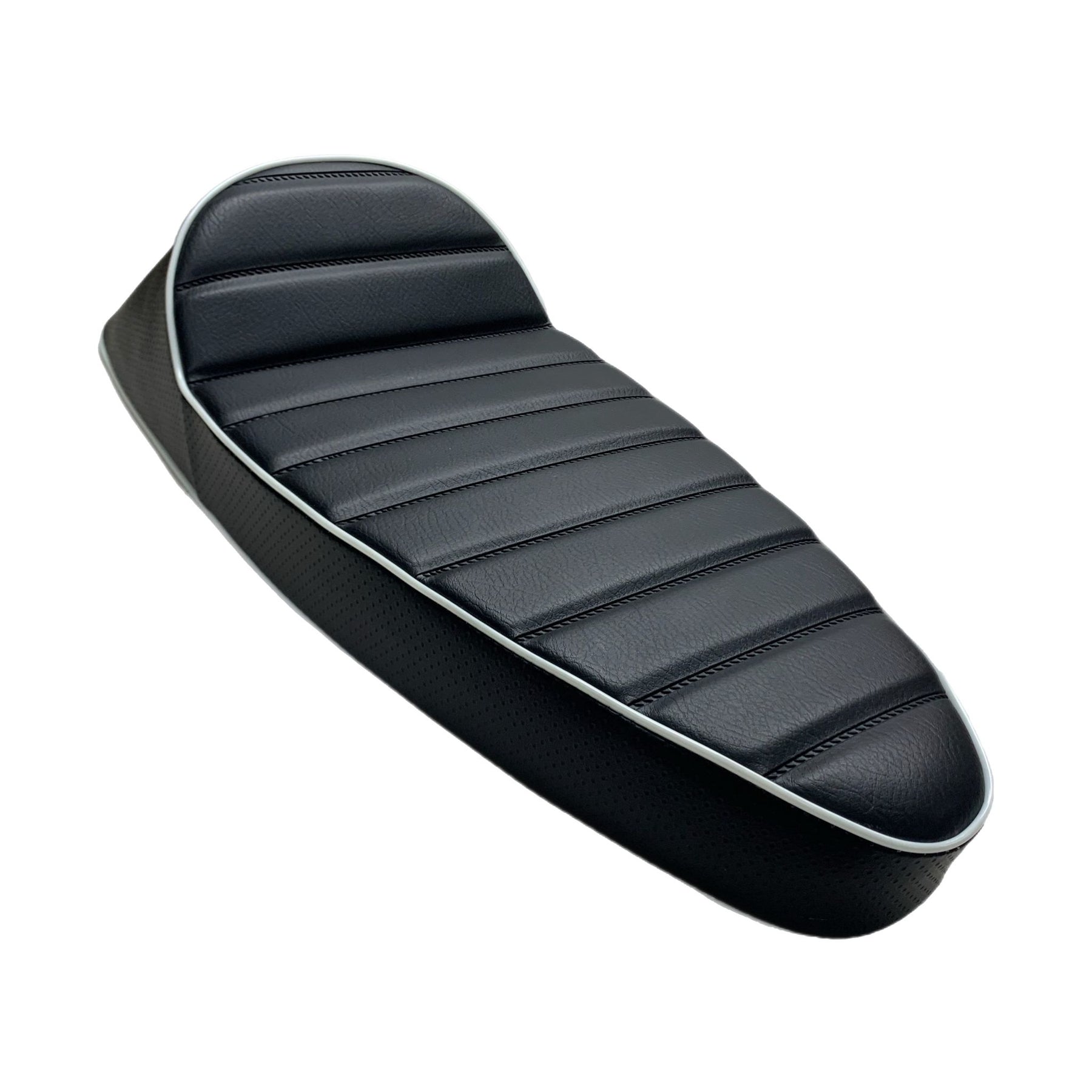 Vespa PX PE LML T5 Classic Racing Seat Slim Style - Black with White Piping