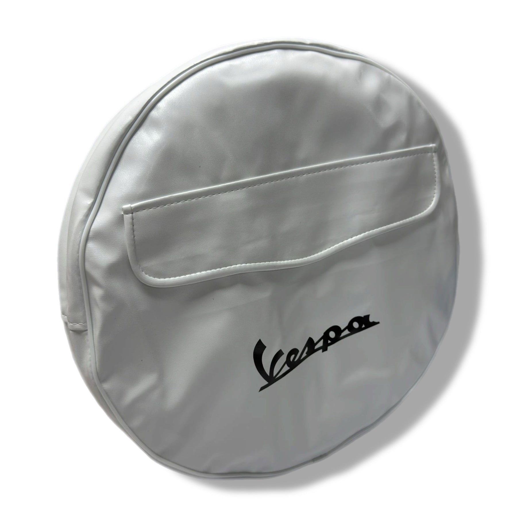 Vespa PX T5 V50 GS Rally Super Sprint 10" Spare Wheel Cover White with Pocket & Black Logo