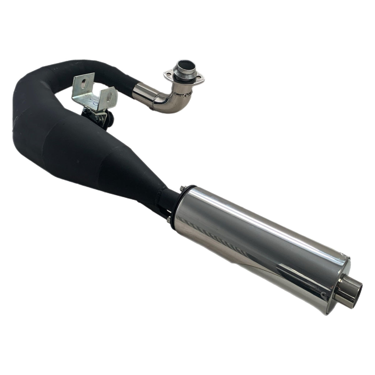 Vespa T5 Mk1 Classic 125 Sterling Expansion Performance Exhaust - Left Hand - Black with Stainless End Can