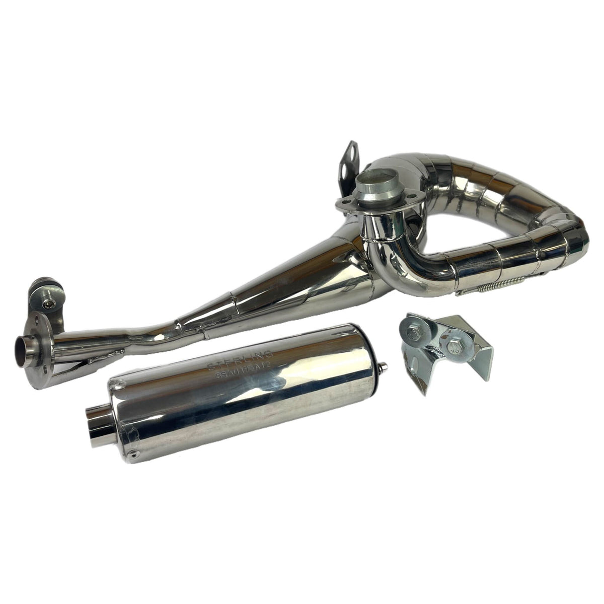 Vespa T5 Mk1 Classic 125 Sterling Expansion Performance Exhaust - Right Hand - Stainless Steel