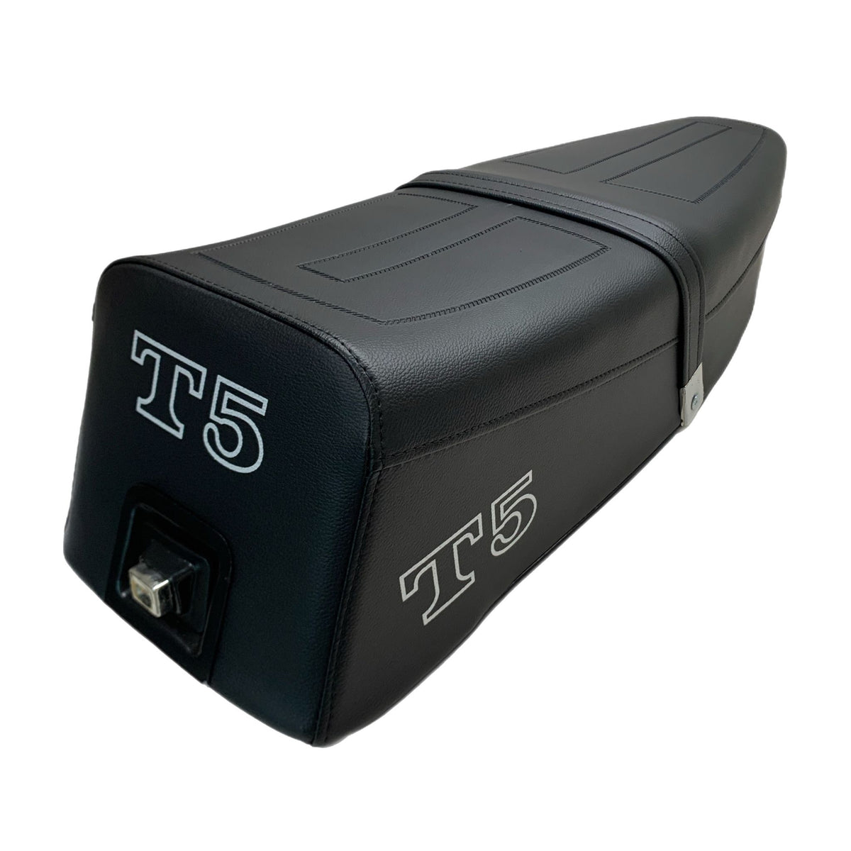 Vespa T5 Mk1 Seat - Black with White Logo