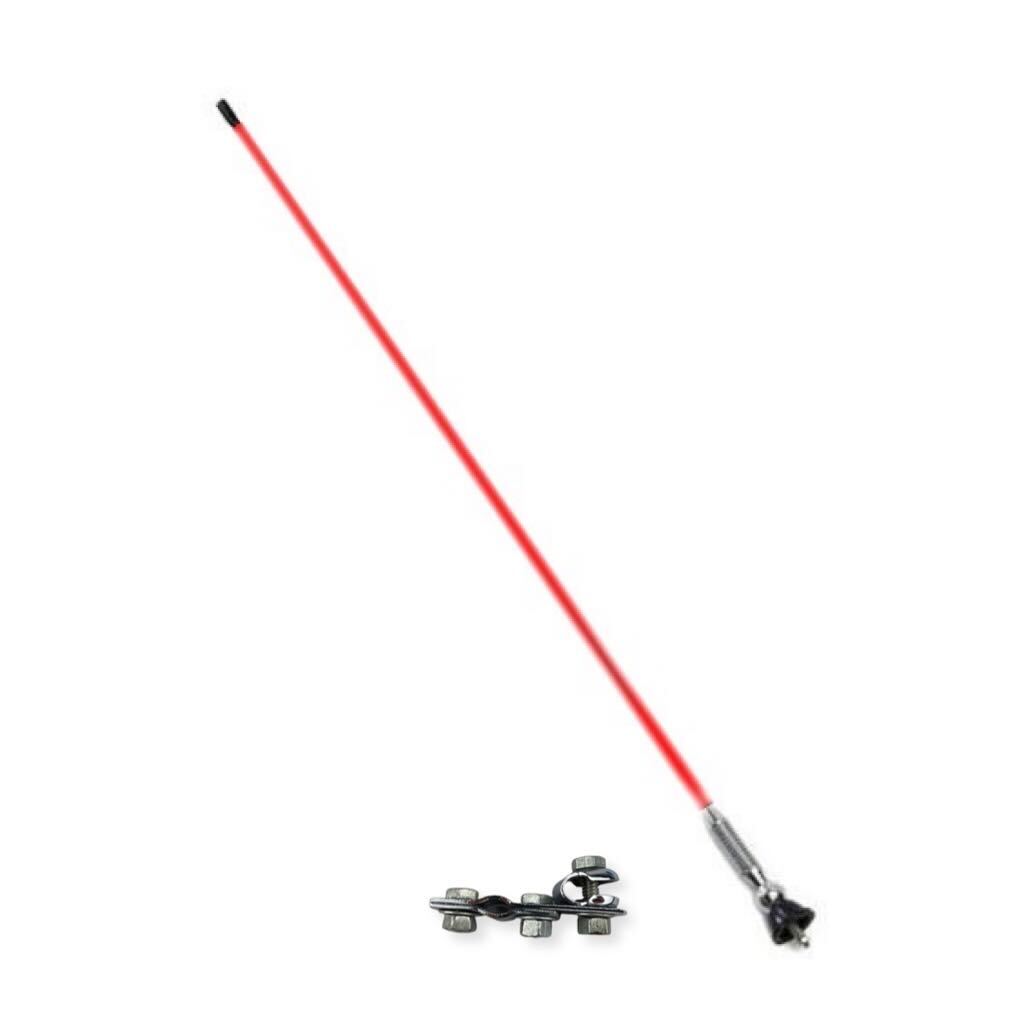 Vespa Lambretta Scooter MOD Whippy Aerial 2 Metre Fibreglass & Fixing Bracket Clamp - Red