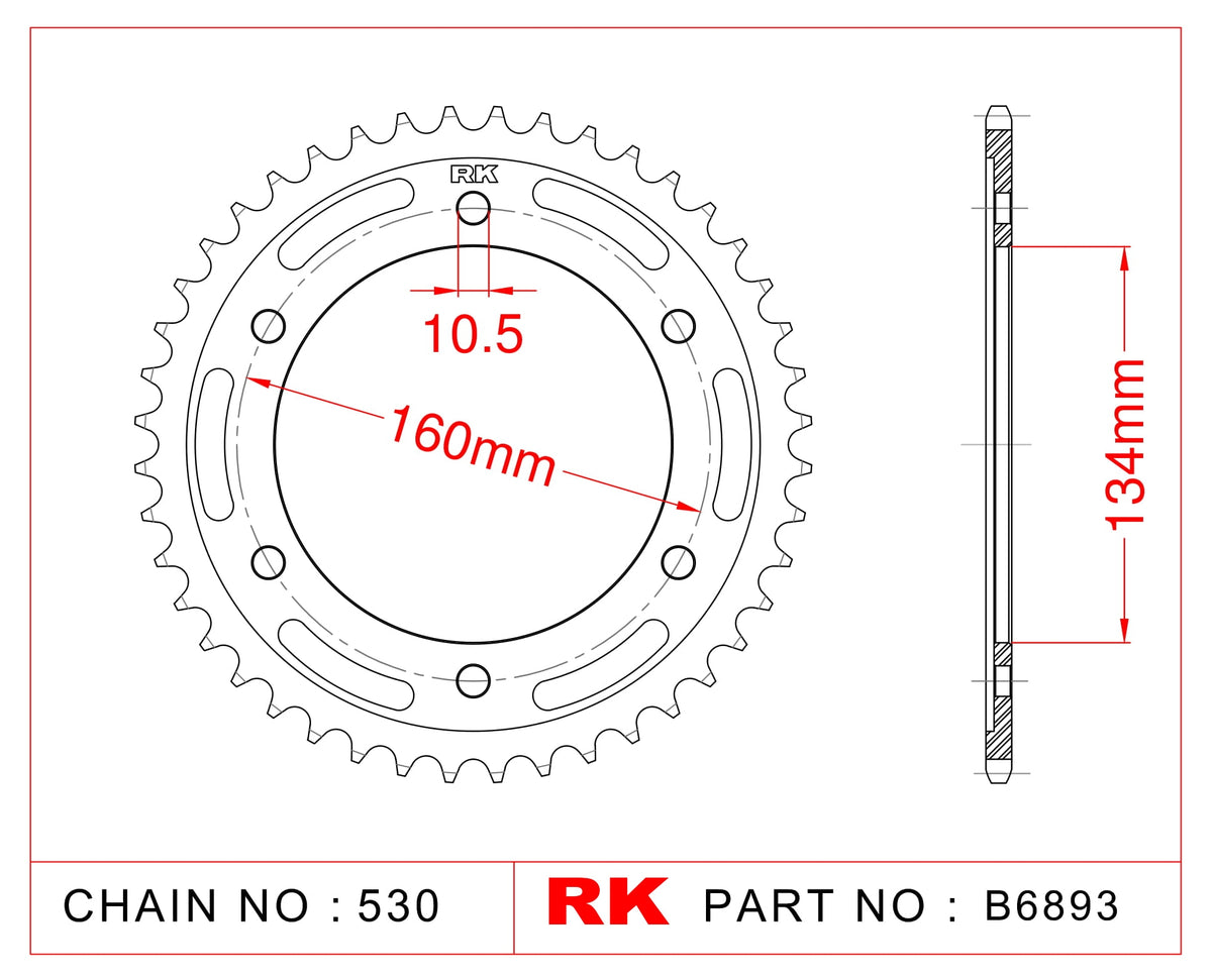 Sprocket Rear RK-B6893-42 JTR1306