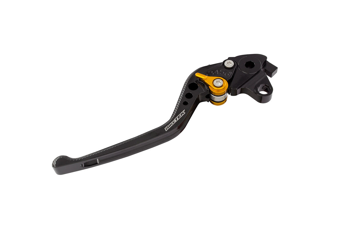 BikeTek Adjustable CNC Clutch Lever Long - Black / Gold Adjuster - #C51