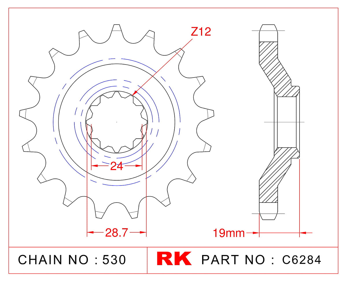 RK-C6284-17 Front Sprocket JTF527 530 pitch