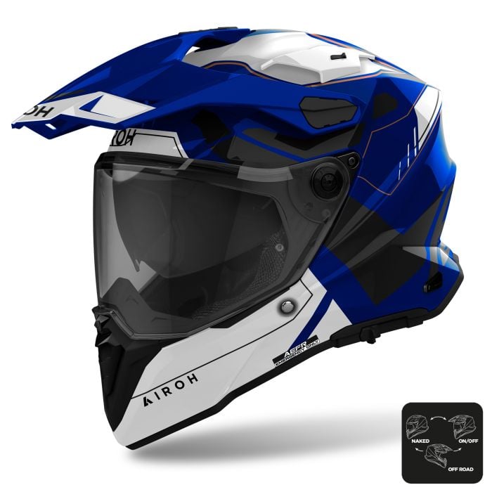 Airoh Commander 2 Adventure Motorcycle Helmet Reveal Blue Gloss ECE 2206