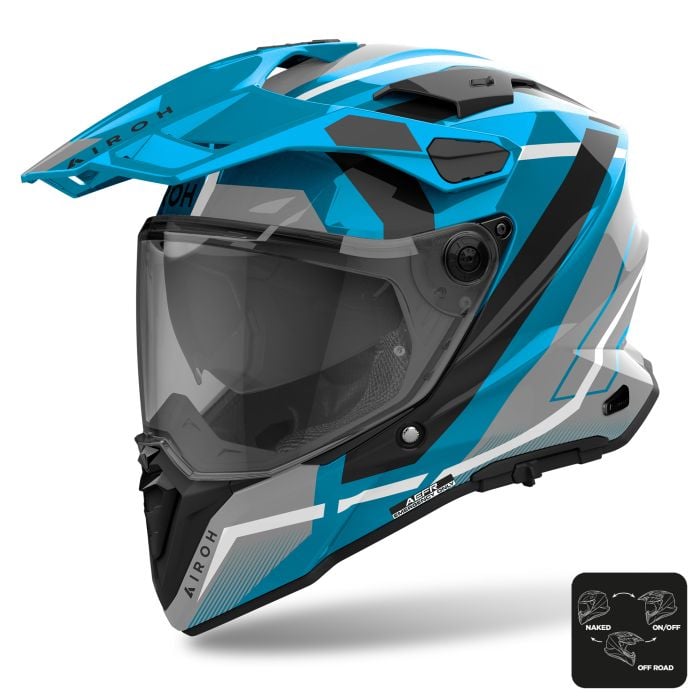 Airoh Commander 2 Adventure Motorcycle Helmet Mavick Cerulean Blue ECE 2206