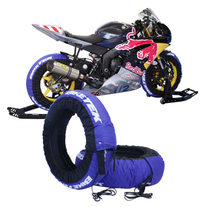 BikeTek Tyre Warmer Set for 120/70-17 (Front) and 200/55-17 (Rear) tyre with 2 Pin Euro Plug