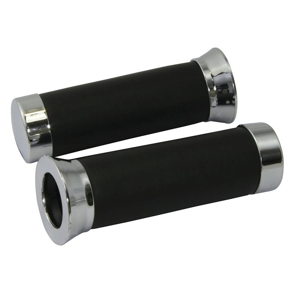 Bike It Foam And Chrome Motorcycle Handlebar Grips 22mm