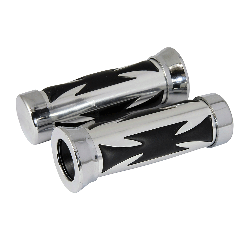 Bike It Chrome Chopper Cushion Motorcycle Handlebar Grips 25mm