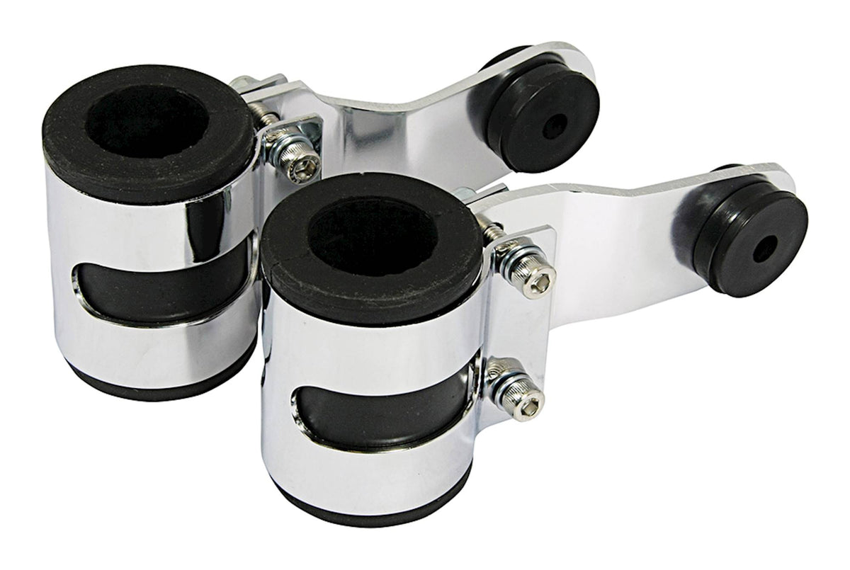 Bike It Chrome Deluxe Motorcycle Headlight Brackets 31mm Rubbers