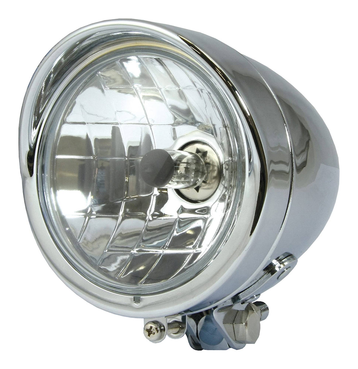 Universal 4½" Bullet Chrome Headlight H4 Custom Motorcycle Front Lamp