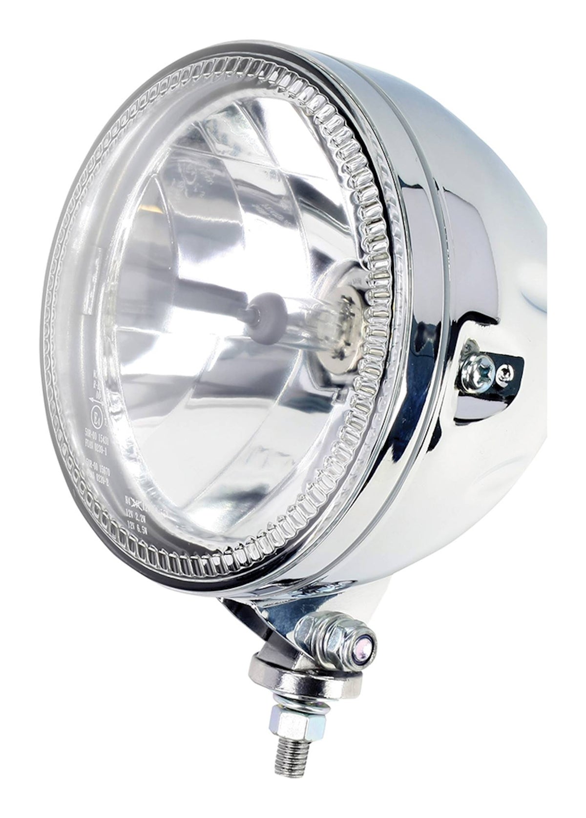 Universal 5¾" Halo Headlight High Chrome Bottom Mount H4 Motorcycle