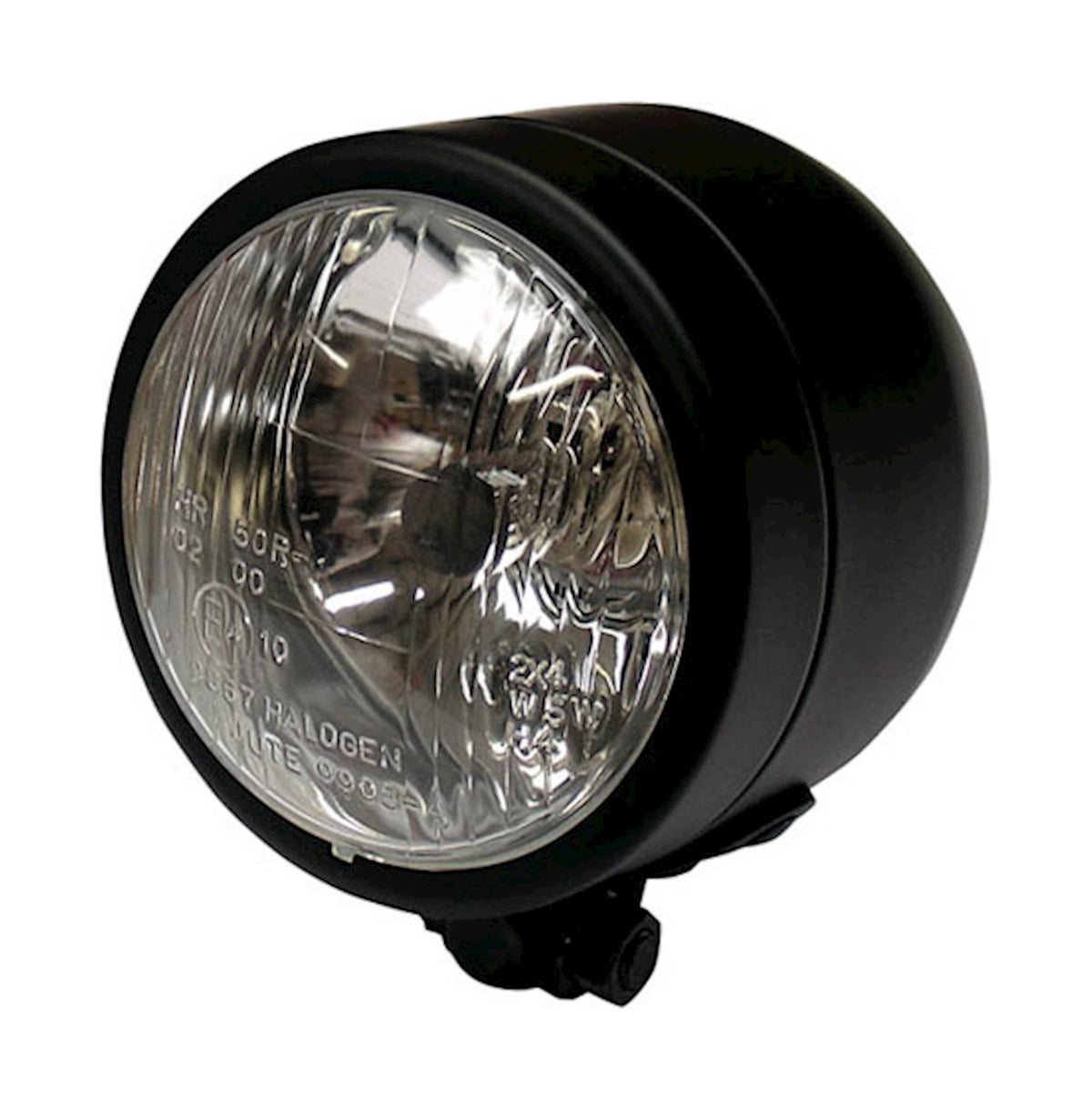 Universal Single Round Dominator Headlight Matt Black H4 60/55W Bottom