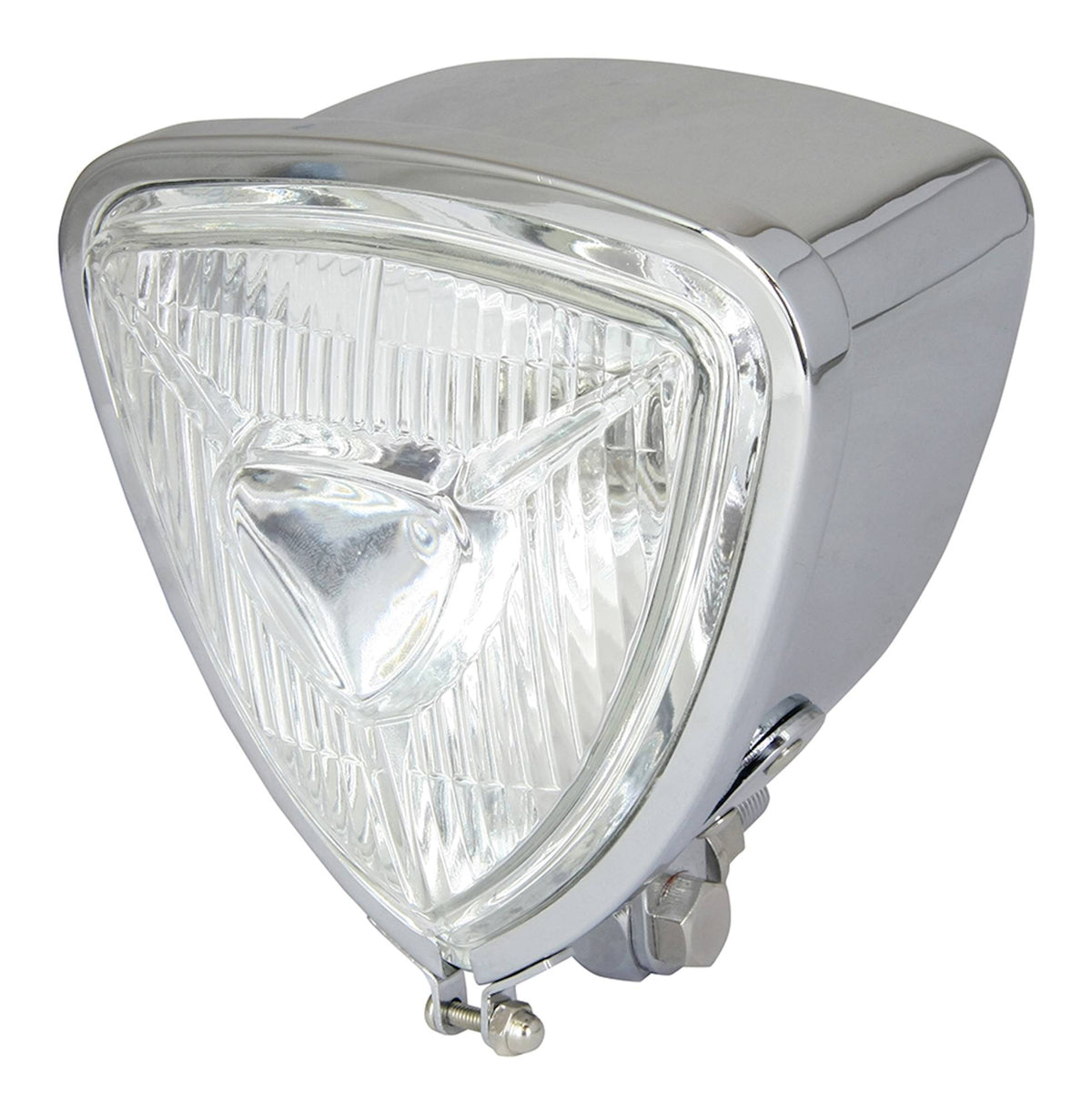 Universal Chrome Triangle Headlight H6 35/35W Centre Dip Custom Fit