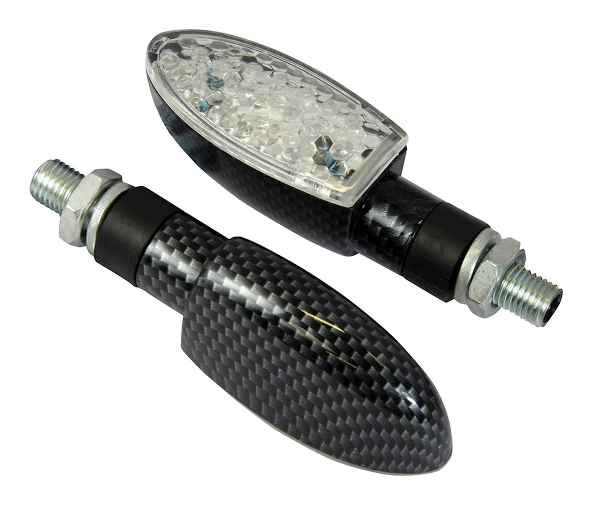 Bike It LED Orb Motorcycle Indicators Carbon Effect Clear Lens