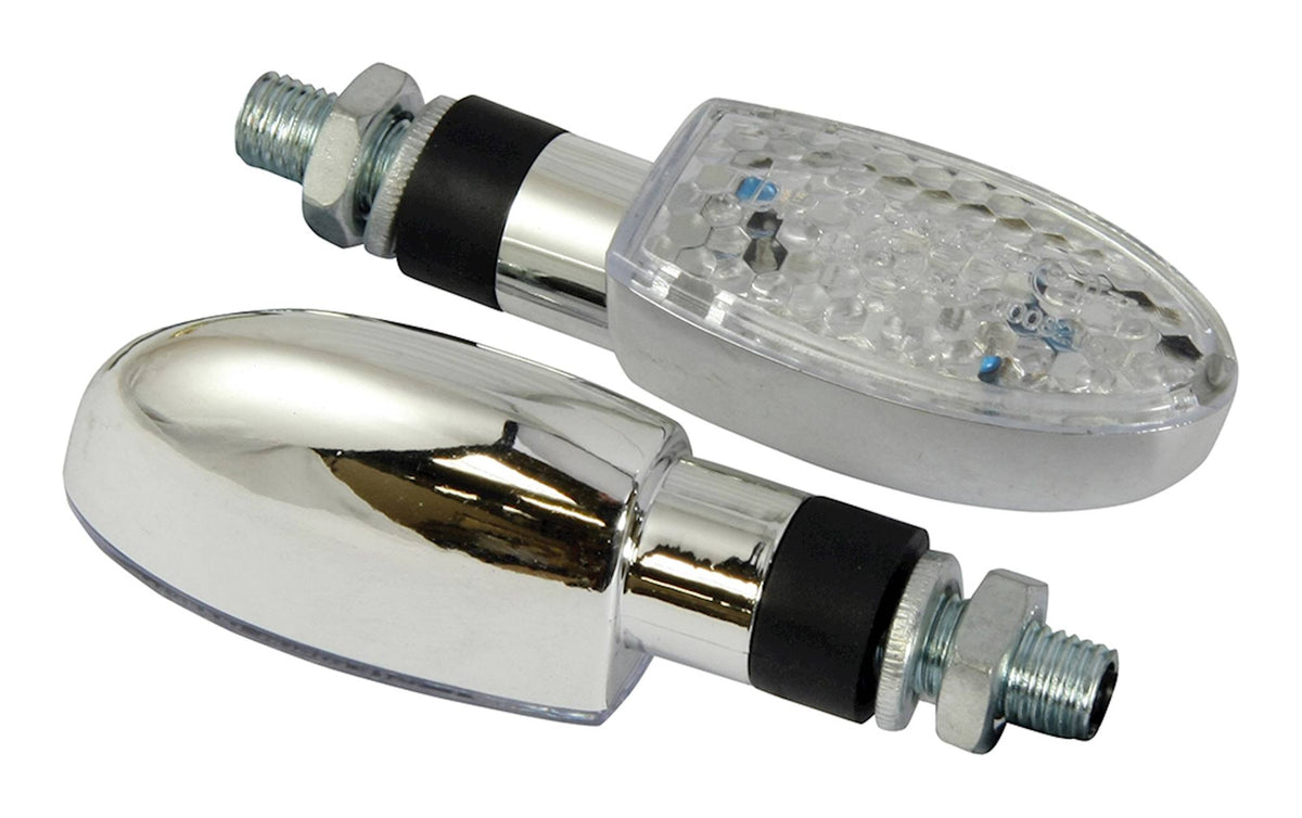 Bike It LED Orb Motorcycle Indicators Chrome Effect Clear Lens