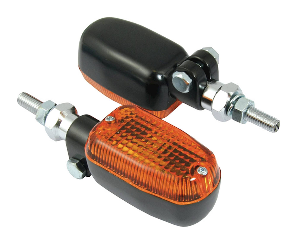 Bike It Adjustable Stem Motorcycle Indicators Black Amber Lens