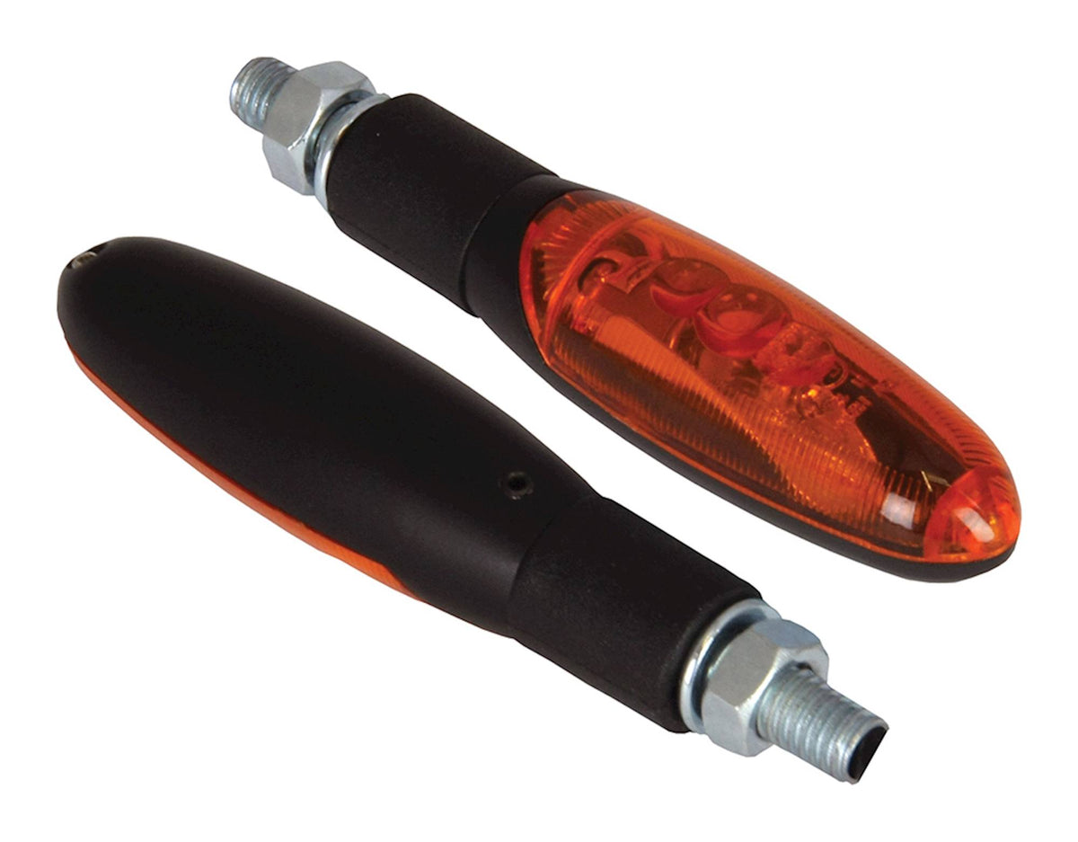 Bike It Torch Motorcycle Indicators Black Body Amber Lens Street Custom