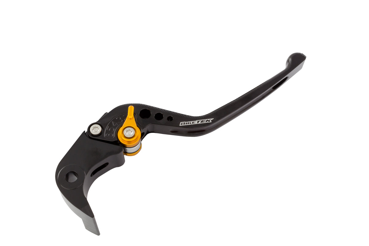 BikeTek Adjustable CNC Brake Lever Long - Black / Gold Adjuster - #B54