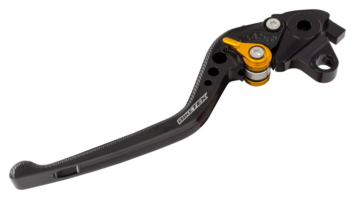 BikeTek Adjustable CNC Clutch Lever Long - Black / Gold Adjuster - #C57