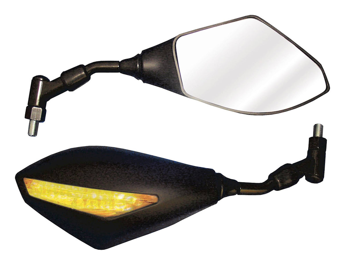 Bike It Trojan Bar Mount Mirrors With LED Indicators Universal Motorcycle